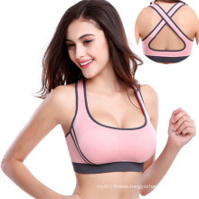 Fashion Women Push up Seamless Cross Back Sport Yoga Bra